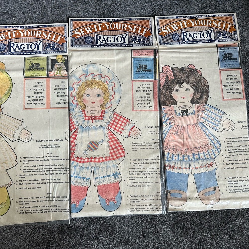 Vintage Sew-It-Yourself Rag Toy Kit Set
